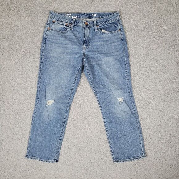 J. Crew Jeans Womens 30P Blue Denim Slim Boyfriend BB475 - Picture 1 of 10